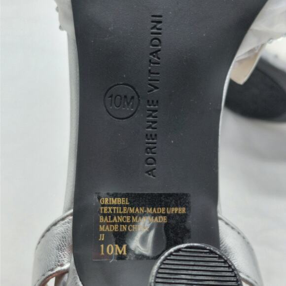 Adrienne Vittadini Womens Heels Size 10 Silver Rhinestone Mesh Dress Sandals NIB - Picture 12 of 12